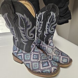 Roper Kids Boots - Black and Blue Pattern Roper Size 10